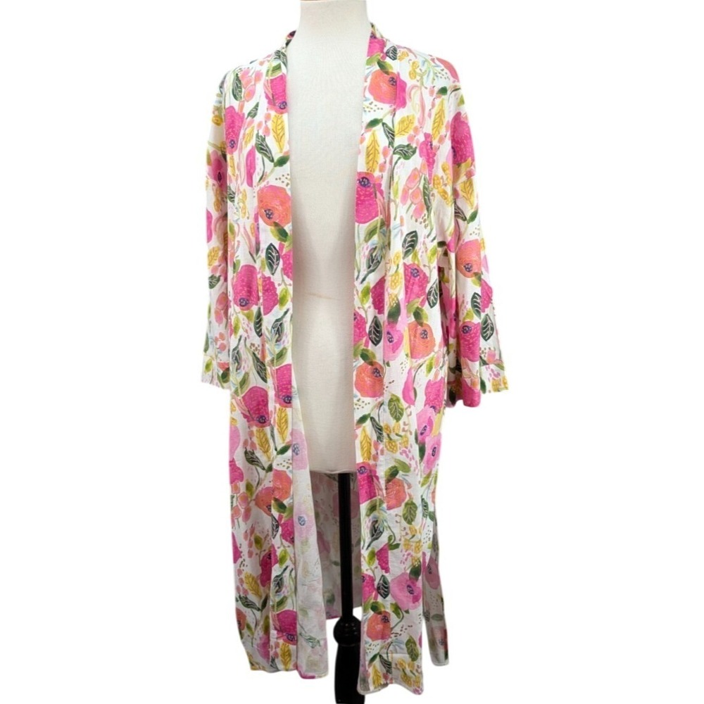Charlie Paige x Suzanne Allard Cover Up Linen Blend Pink Floral Boho One Size‎